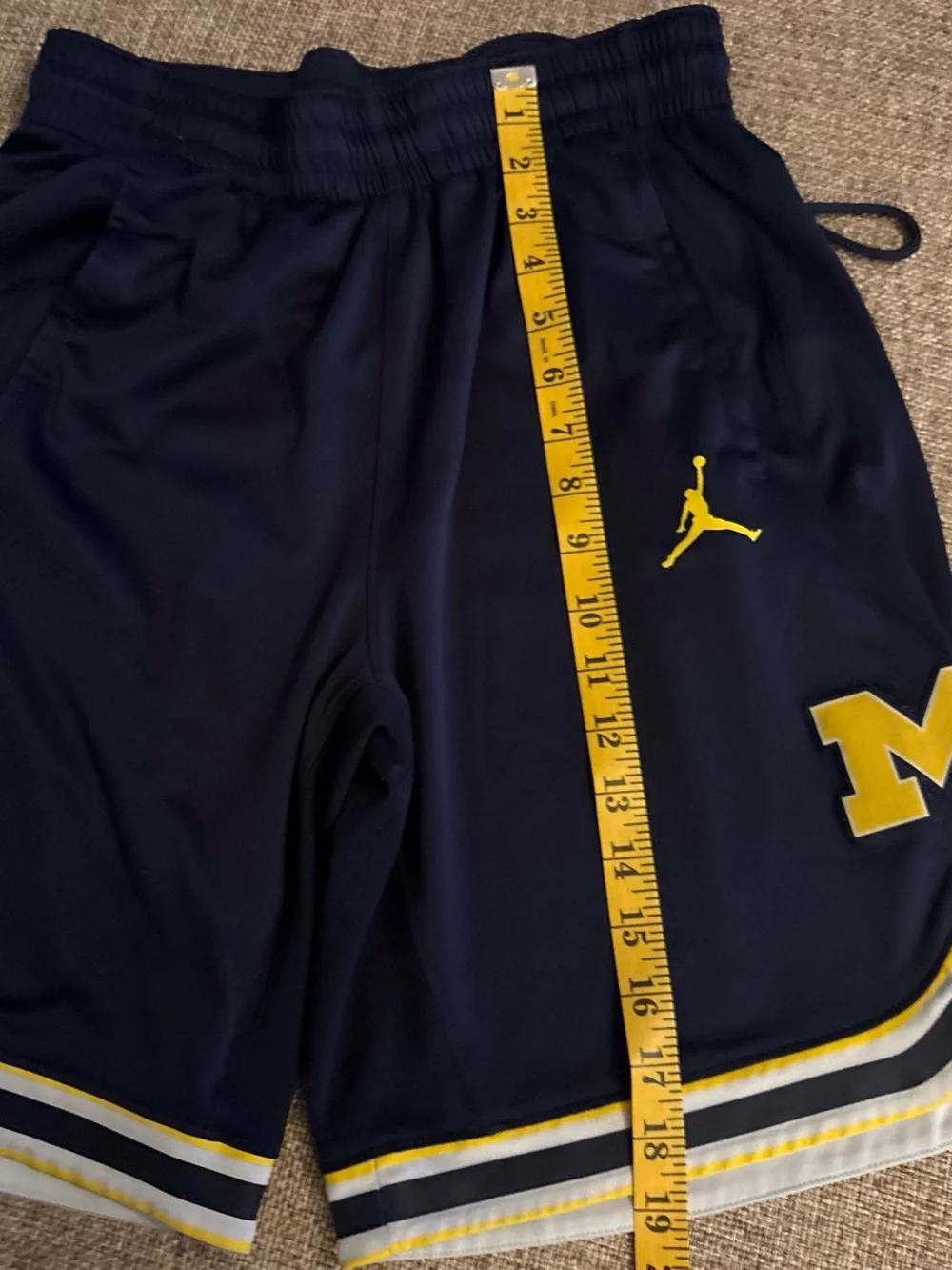 Jordan Navy Shorts with Yellow Jumpman & Michigan M